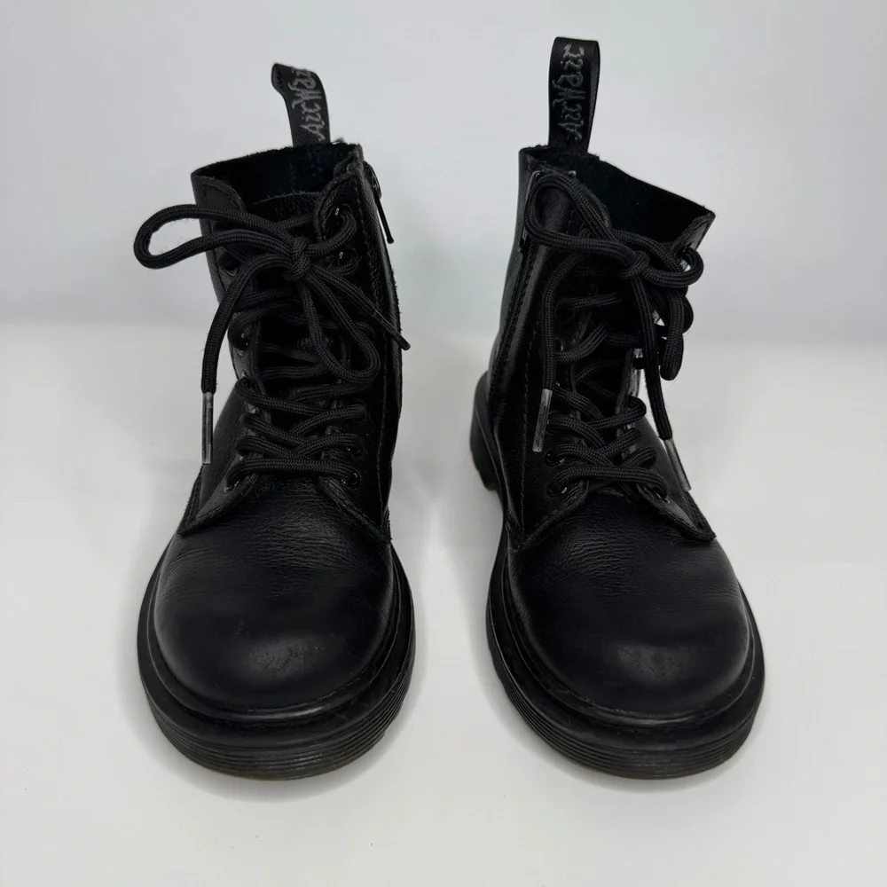 Dr Martens Boots Kids 12 Black 1460 Pascal Mono Junior Combat Leather Side Zip